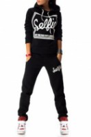 Hooded Letter Print Hoodie and Elastic Waist Pants Twinset 